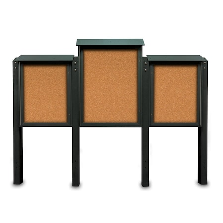 United Visual Products Sliding Door Indoor Enclosed Corkboard, 7 UV9027ACSH-BLACK-FORBO